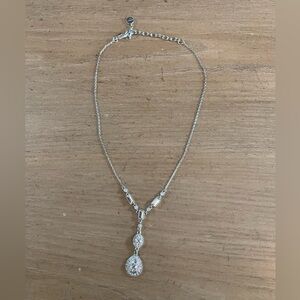 GIVENCHY Sliver and Crystal Pendant “Y” Necklace